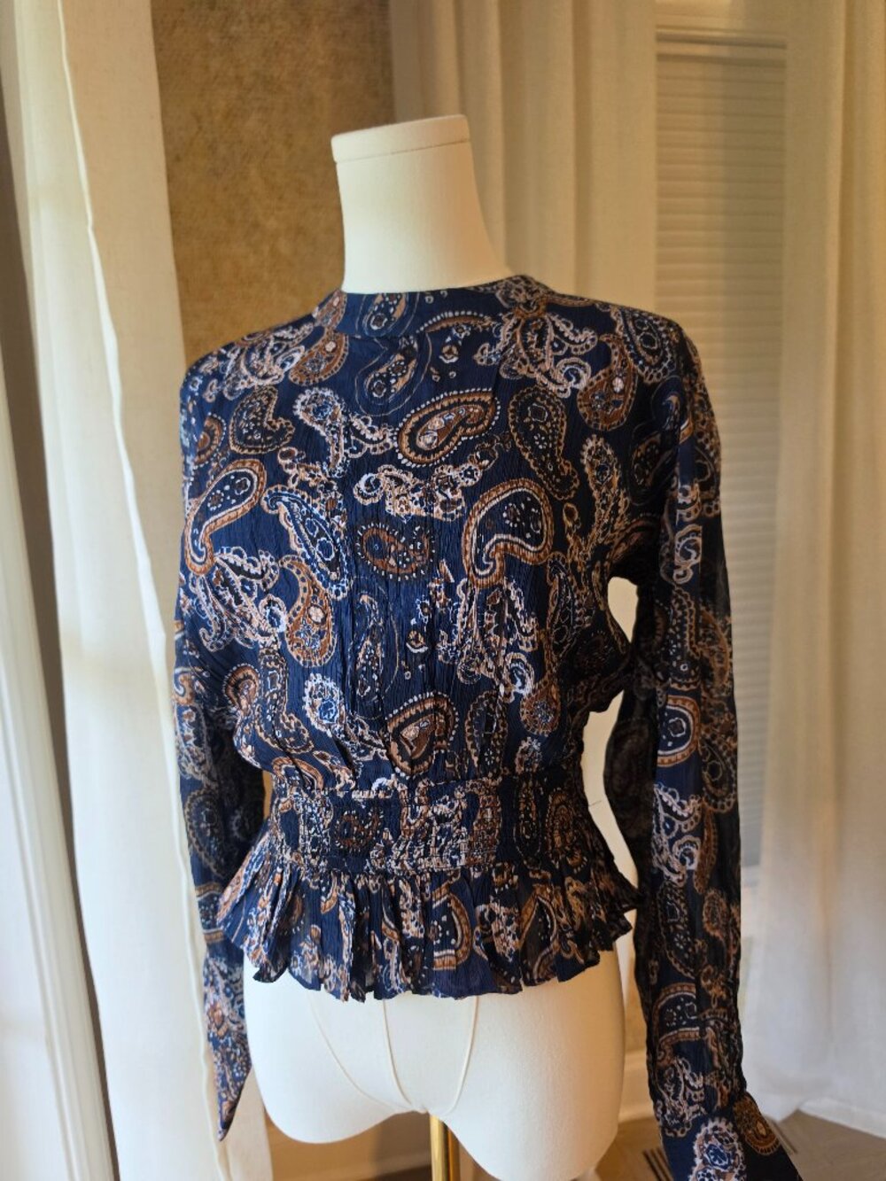 Cleobella Noreen Blouse – Paisley Multi / navy, blue and tan S NWT